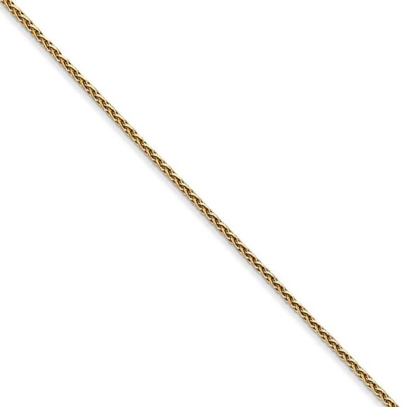 1mm 14k Yellow Gold Diamond Cut Round Wheat Chain Necklace 24 Inch